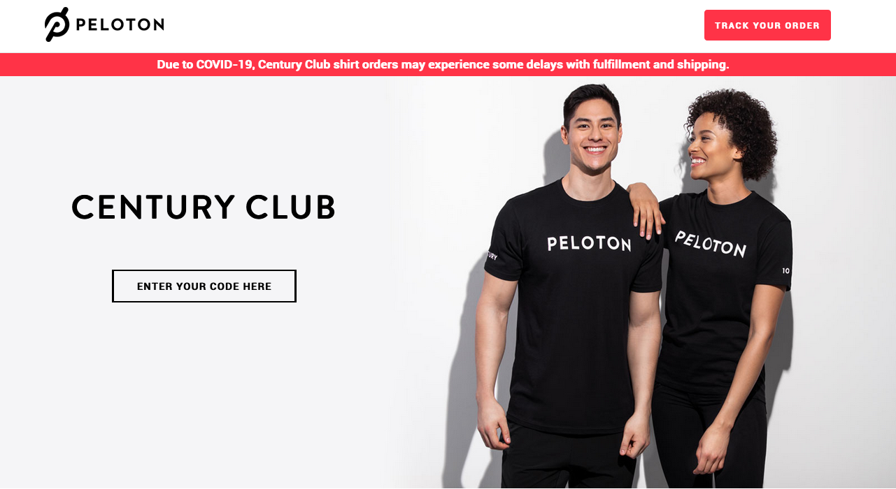peloton century club shirt sizing